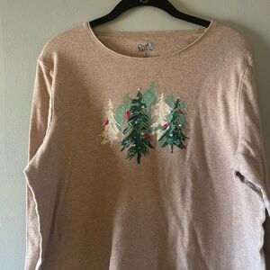 Croft & Barrow Christmas Tree print shirt Size XL
